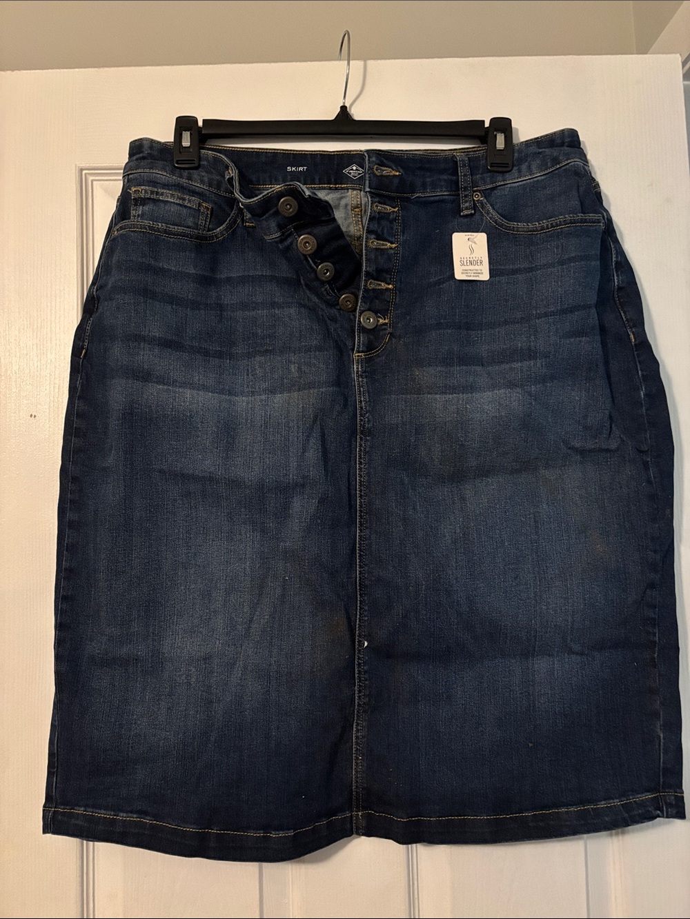 St John’s Bay Dark Indigo Button-Front Straight Denim Skirt